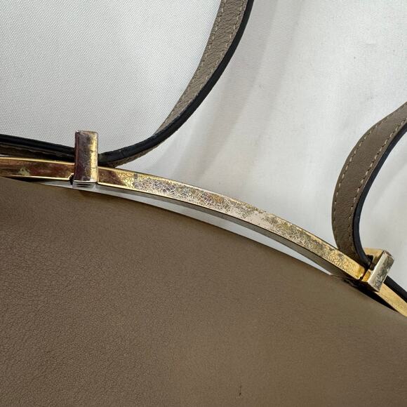 Marni Sculpture Leather Flap Olive Taupe Shoulder Bag - Picture 9 of 16